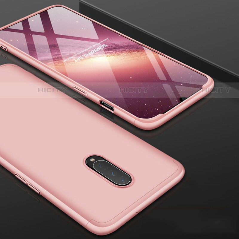 Custodia Plastica Rigida Cover Opaca Fronte e Retro 360 Gradi per OnePlus 7 Pro Oro Rosa