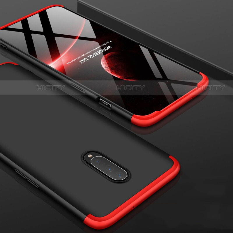 Custodia Plastica Rigida Cover Opaca Fronte e Retro 360 Gradi per OnePlus 7 Pro Rosso e Nero