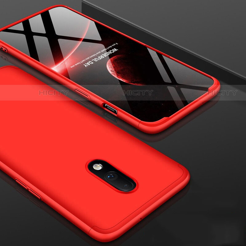 Custodia Plastica Rigida Cover Opaca Fronte e Retro 360 Gradi per OnePlus 7 Rosso