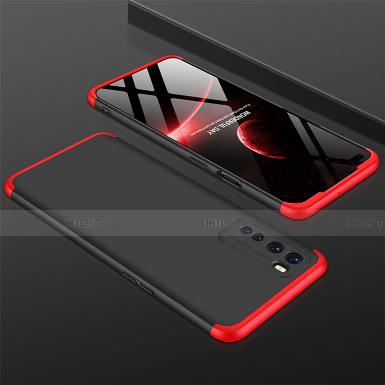 Custodia Plastica Rigida Cover Opaca Fronte e Retro 360 Gradi per OnePlus Nord Rosso e Nero