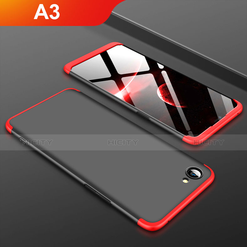 Custodia Plastica Rigida Cover Opaca Fronte e Retro 360 Gradi per Oppo A3 Rosso e Nero