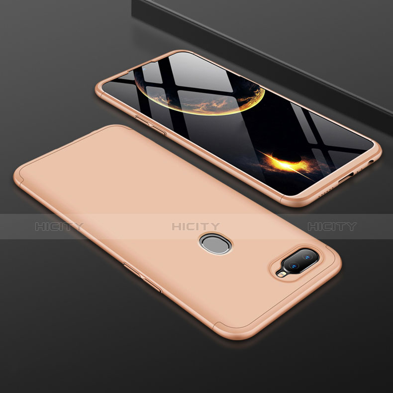 Custodia Plastica Rigida Cover Opaca Fronte e Retro 360 Gradi per Oppo A7 Oro