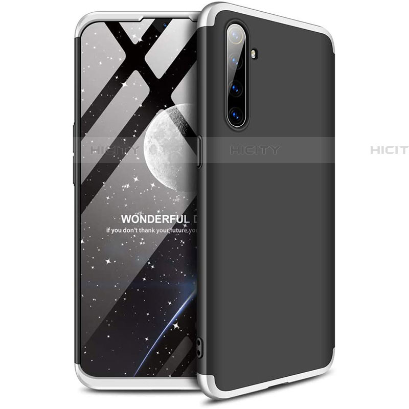 Custodia Plastica Rigida Cover Opaca Fronte e Retro 360 Gradi per Oppo K5 Argento e Nero