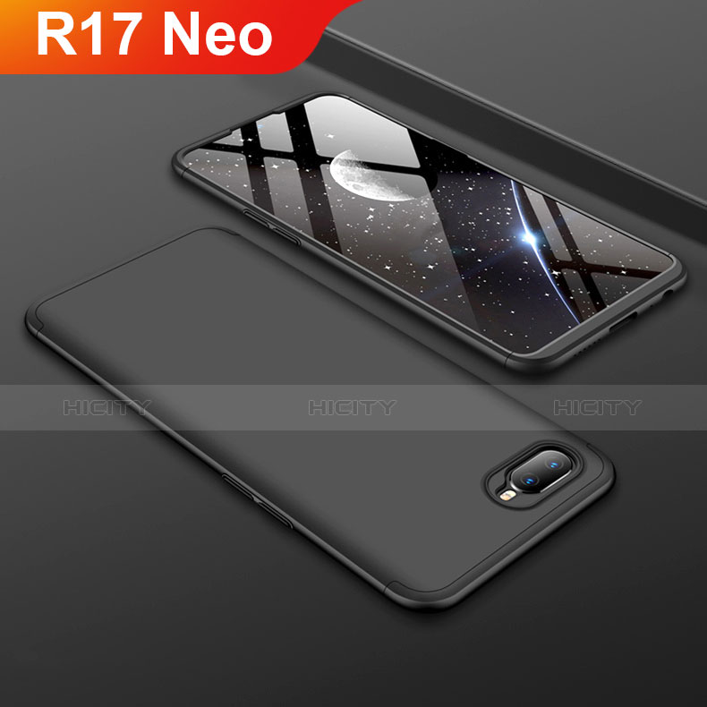 Custodia Plastica Rigida Cover Opaca Fronte e Retro 360 Gradi per Oppo R17 Neo Nero