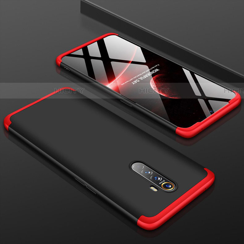 Custodia Plastica Rigida Cover Opaca Fronte e Retro 360 Gradi per Oppo Reno Ace Rosso e Nero