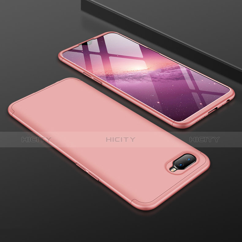 Custodia Plastica Rigida Cover Opaca Fronte e Retro 360 Gradi per Oppo RX17 Neo Oro Rosa