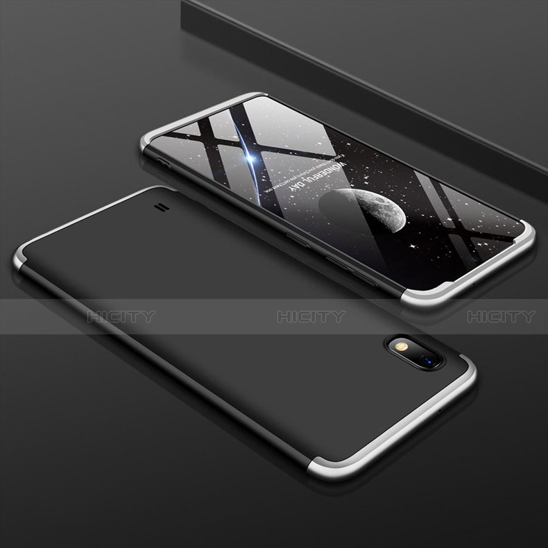 Custodia Plastica Rigida Cover Opaca Fronte e Retro 360 Gradi per Samsung Galaxy A10 Argento e Nero
