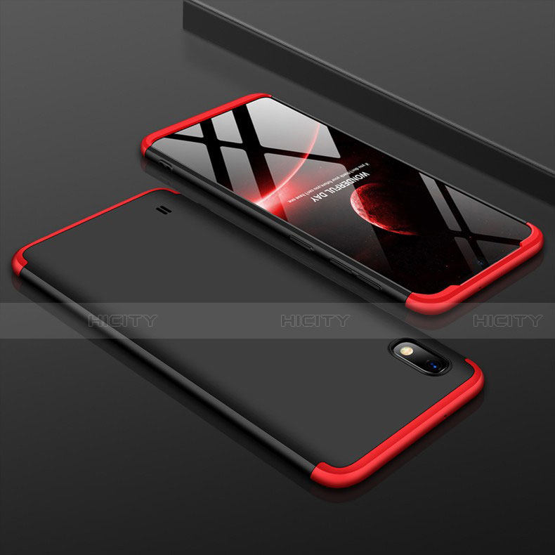 Custodia Plastica Rigida Cover Opaca Fronte e Retro 360 Gradi per Samsung Galaxy A10 Rosso e Nero