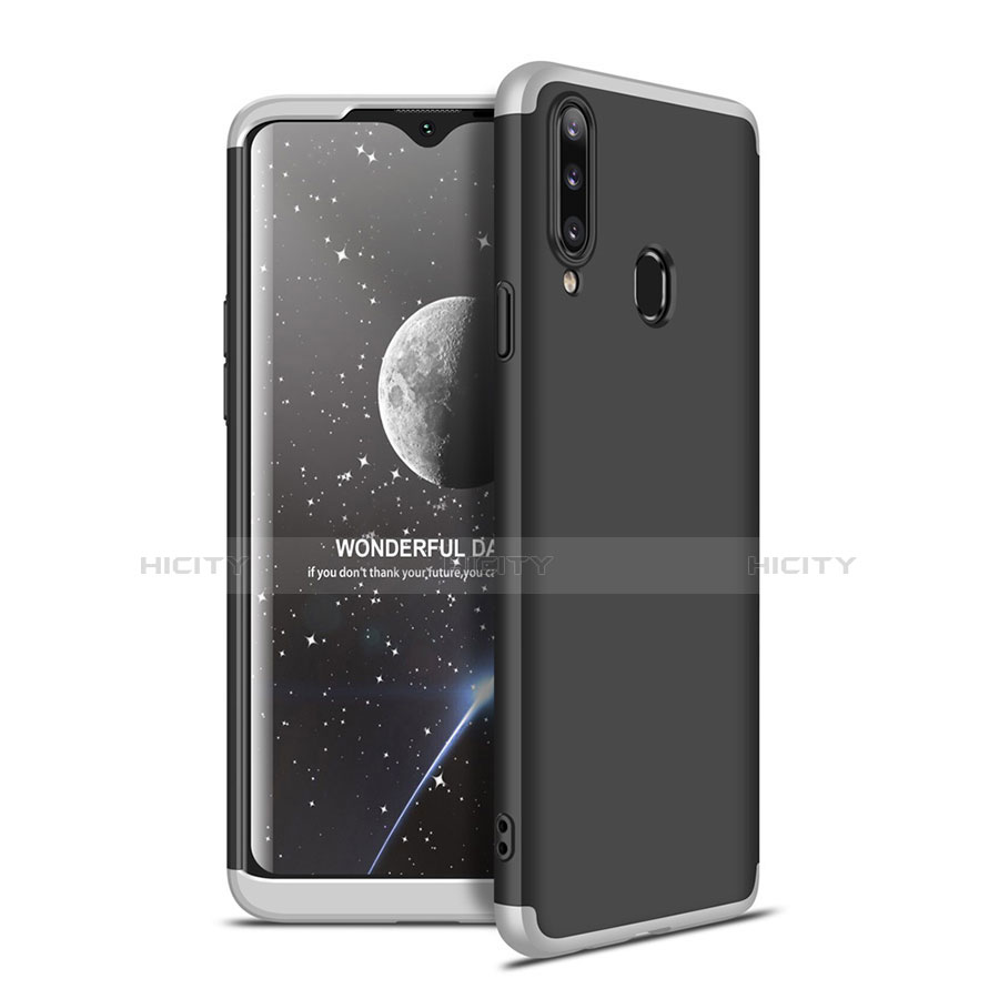 Custodia Plastica Rigida Cover Opaca Fronte e Retro 360 Gradi per Samsung Galaxy A20s Argento e Nero