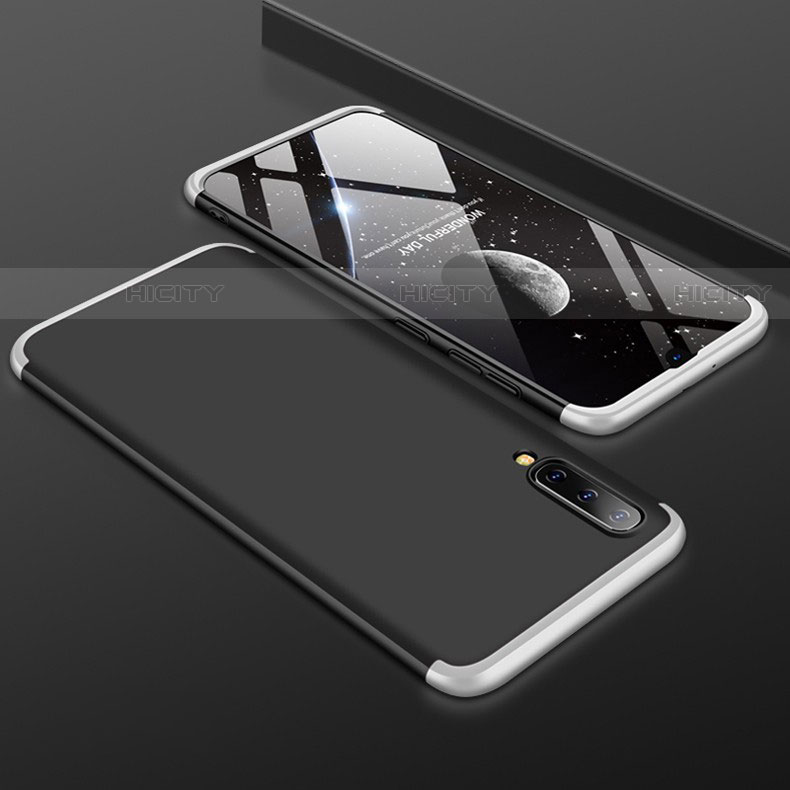 Custodia Plastica Rigida Cover Opaca Fronte e Retro 360 Gradi per Samsung Galaxy A30S Argento e Nero