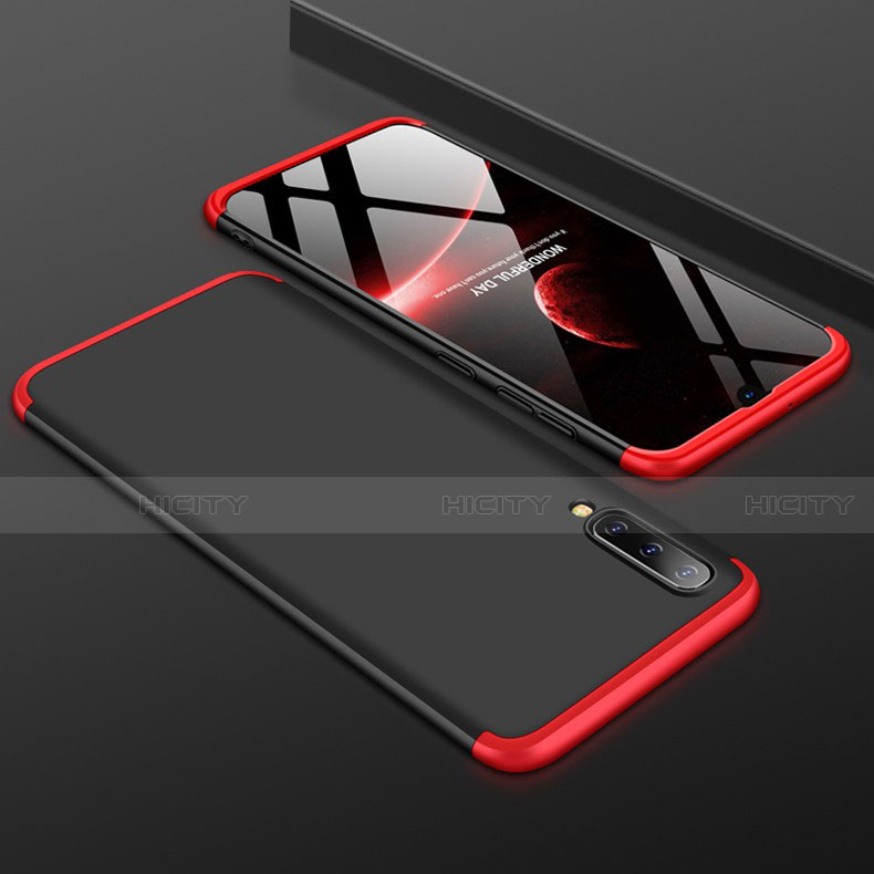 Custodia Plastica Rigida Cover Opaca Fronte e Retro 360 Gradi per Samsung Galaxy A50 Rosso e Nero