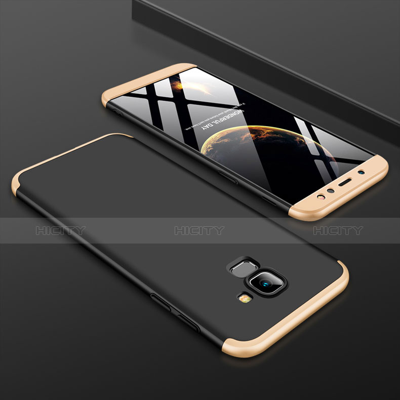 Custodia Plastica Rigida Cover Opaca Fronte e Retro 360 Gradi per Samsung Galaxy A6 (2018) Dual SIM Oro e Nero