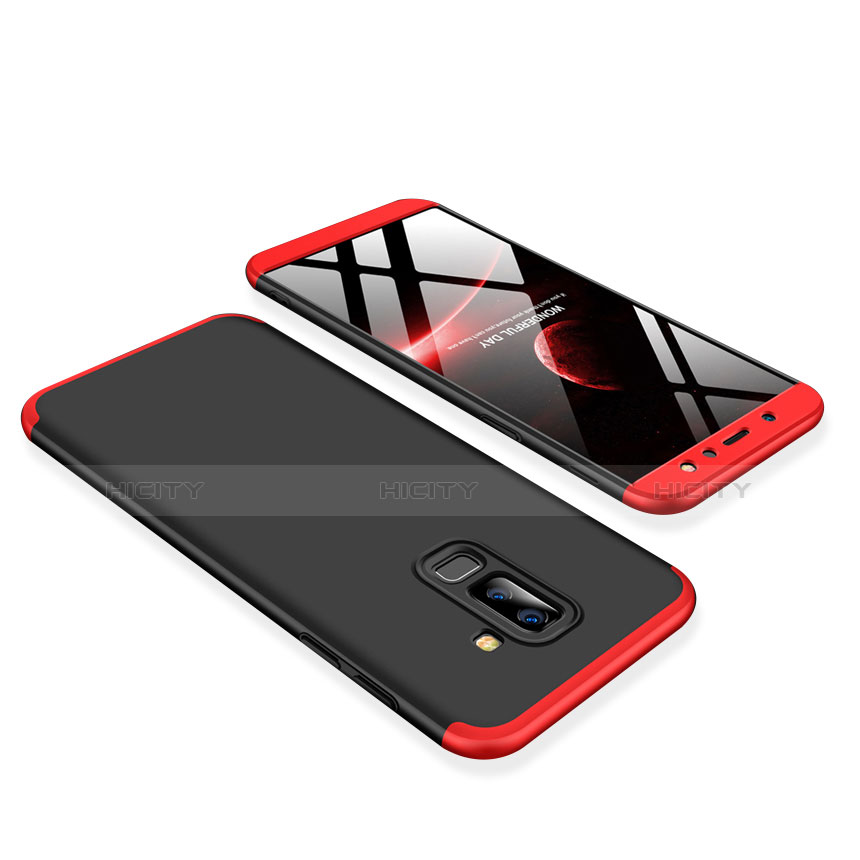 Custodia Plastica Rigida Cover Opaca Fronte e Retro 360 Gradi per Samsung Galaxy A6 Plus (2018) Rosso e Nero