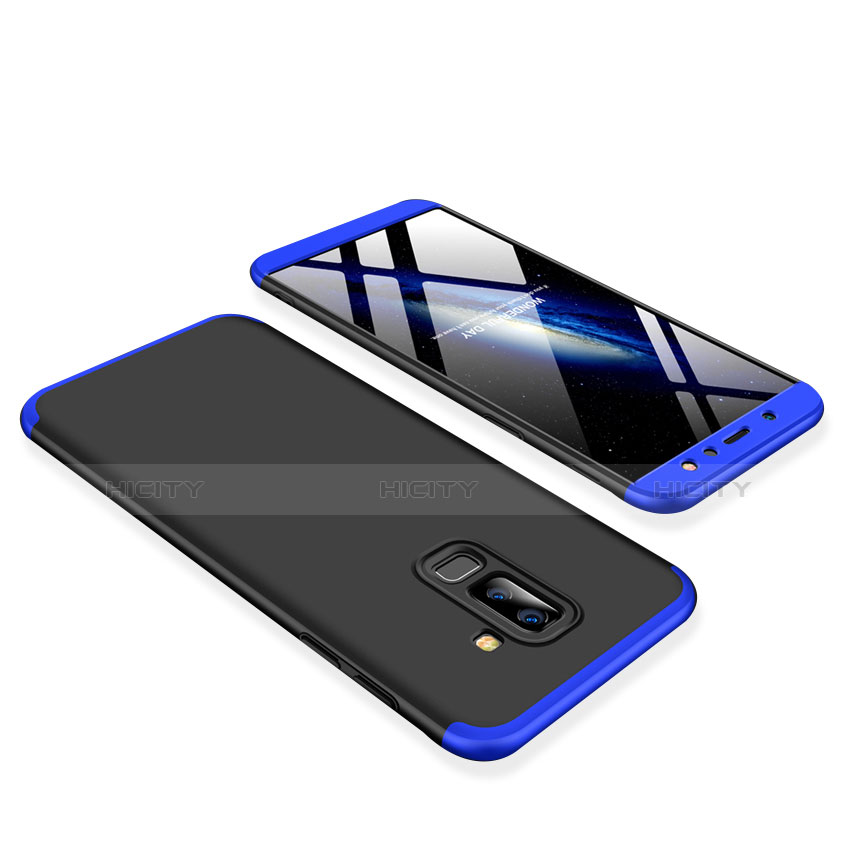 Custodia Plastica Rigida Cover Opaca Fronte e Retro 360 Gradi per Samsung Galaxy A6 Plus Blu e Nero
