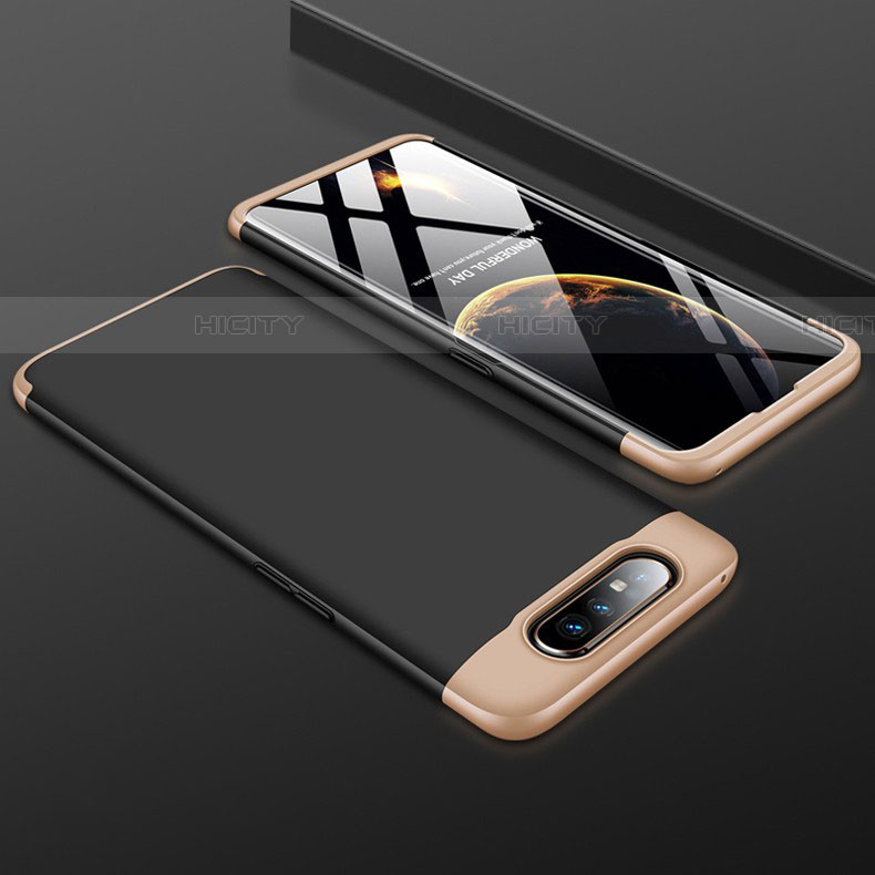 Custodia Plastica Rigida Cover Opaca Fronte e Retro 360 Gradi per Samsung Galaxy A90 4G Oro e Nero
