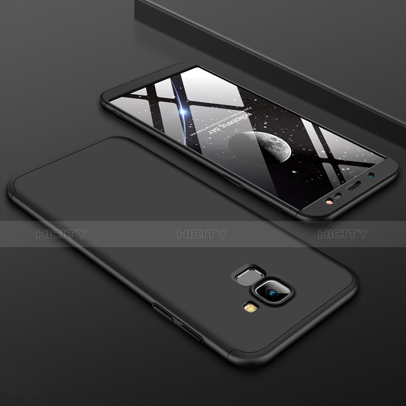 Custodia Plastica Rigida Cover Opaca Fronte e Retro 360 Gradi per Samsung Galaxy J6 (2018) J600F Nero