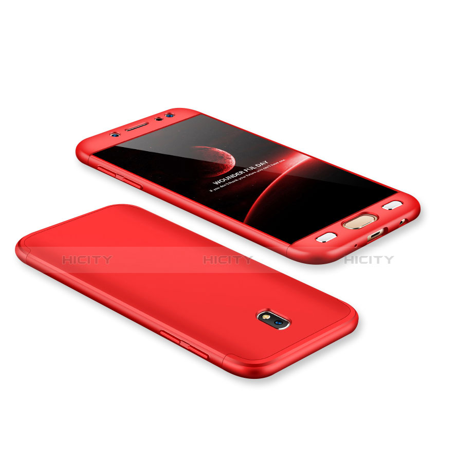 Custodia Plastica Rigida Cover Opaca Fronte e Retro 360 Gradi per Samsung Galaxy J7 Pro Rosso