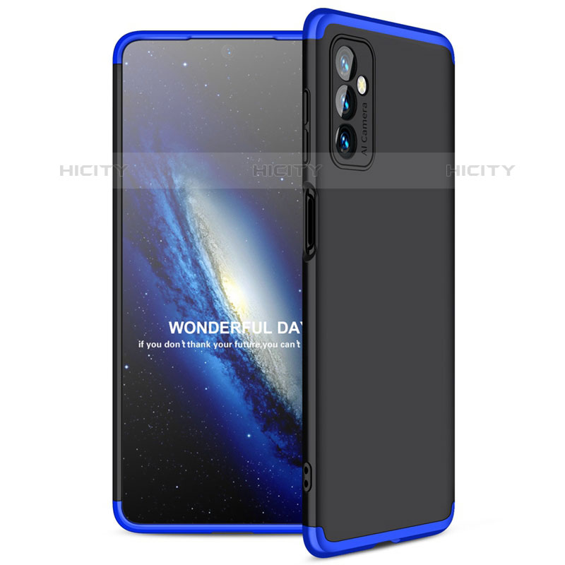 Custodia Plastica Rigida Cover Opaca Fronte e Retro 360 Gradi per Samsung Galaxy M52 5G Blu e Nero