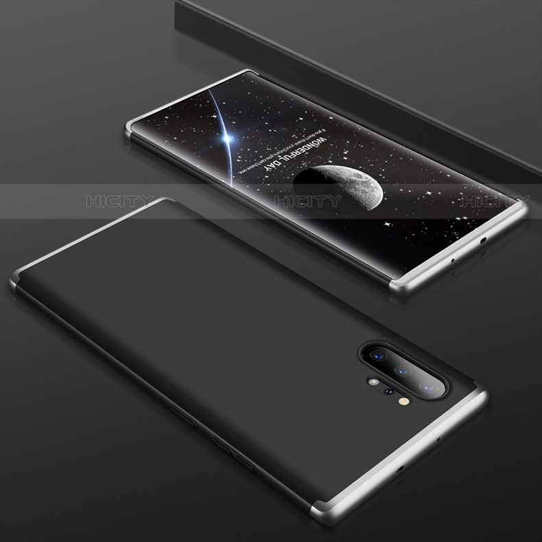 Custodia Plastica Rigida Cover Opaca Fronte e Retro 360 Gradi per Samsung Galaxy Note 10 Plus 5G Argento e Nero