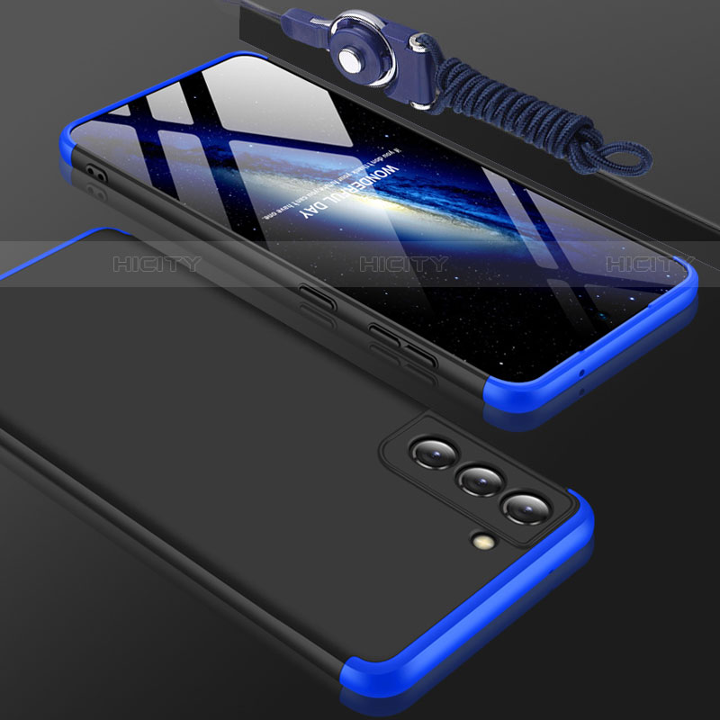 Custodia Plastica Rigida Cover Opaca Fronte e Retro 360 Gradi per Samsung Galaxy S22 5G Blu e Nero