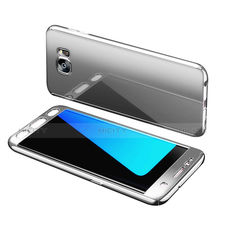 Custodia Plastica Rigida Cover Opaca Fronte e Retro 360 Gradi per Samsung Galaxy S7 Edge G935F Argento