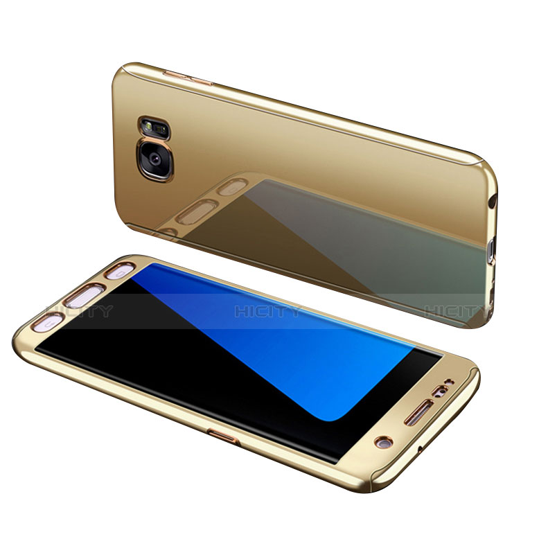 Custodia Plastica Rigida Cover Opaca Fronte e Retro 360 Gradi per Samsung Galaxy S7 Edge G935F Oro
