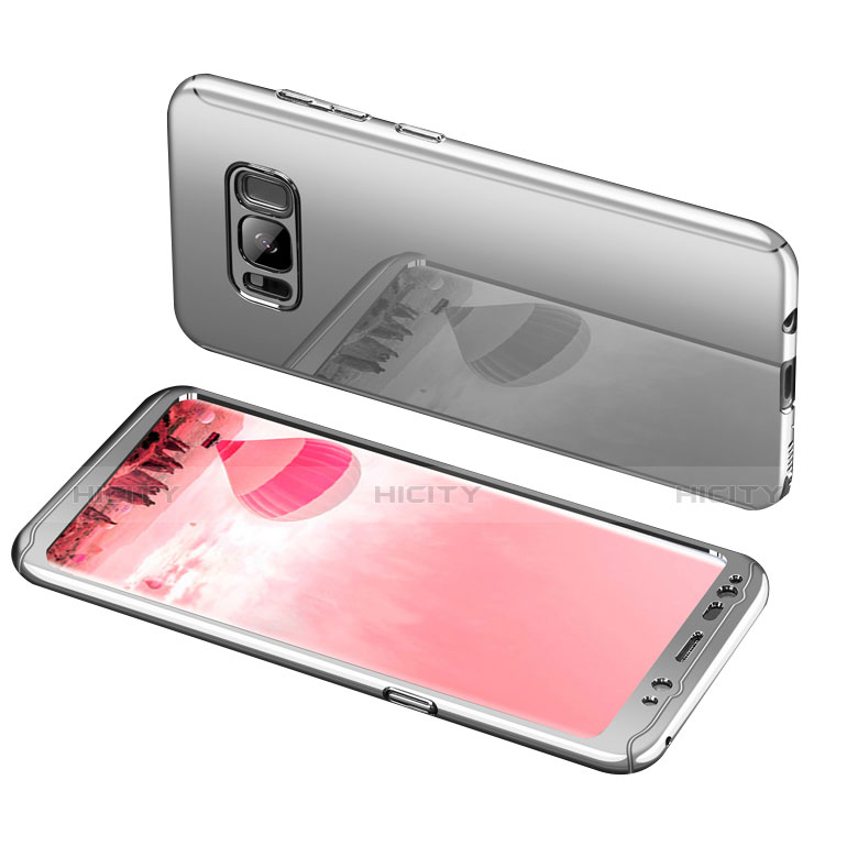 Custodia Plastica Rigida Cover Opaca Fronte e Retro 360 Gradi per Samsung Galaxy S8 Argento