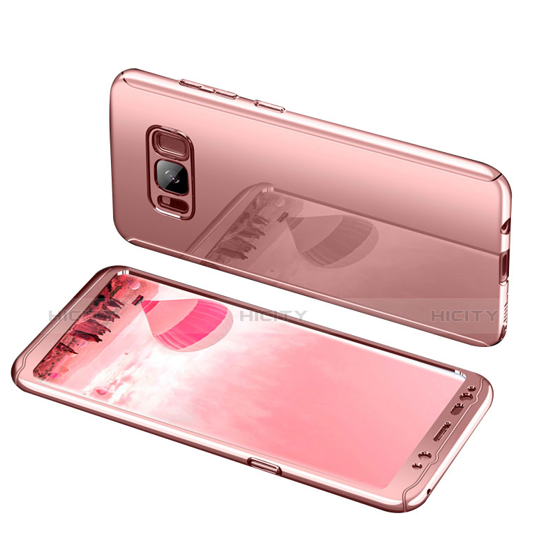 Custodia Plastica Rigida Cover Opaca Fronte e Retro 360 Gradi per Samsung Galaxy S8 Oro Rosa