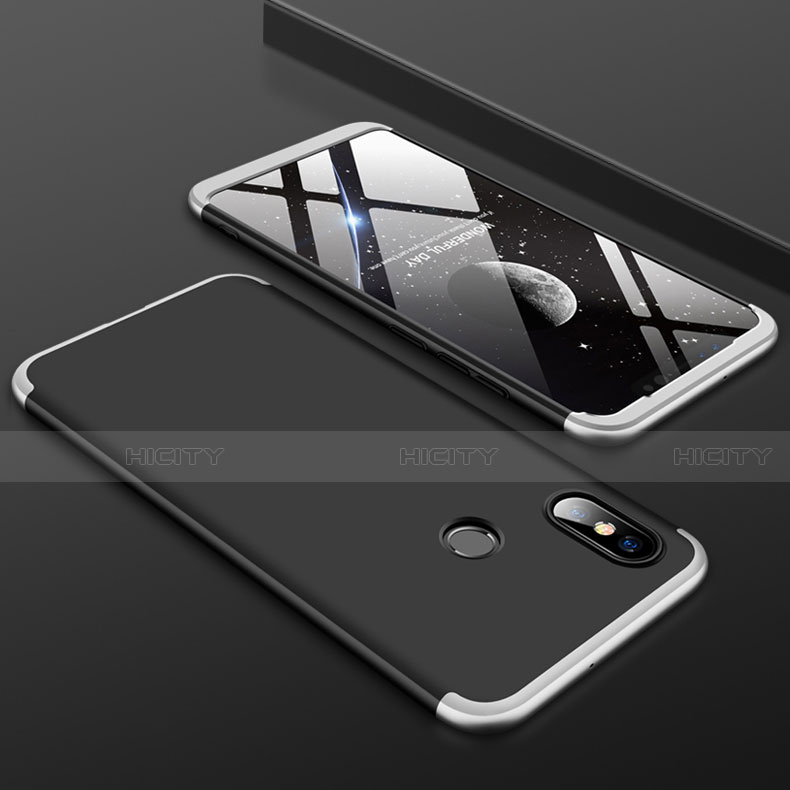 Custodia Plastica Rigida Cover Opaca Fronte e Retro 360 Gradi per Xiaomi Mi 8 Argento e Nero