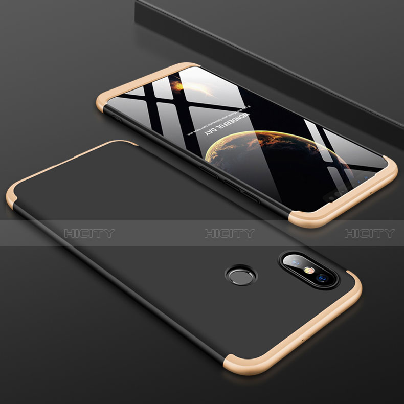 Custodia Plastica Rigida Cover Opaca Fronte e Retro 360 Gradi per Xiaomi Mi 8 Oro e Nero