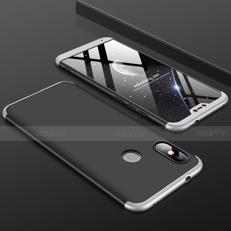 Custodia Plastica Rigida Cover Opaca Fronte e Retro 360 Gradi per Xiaomi Mi A2 Lite Argento e Nero