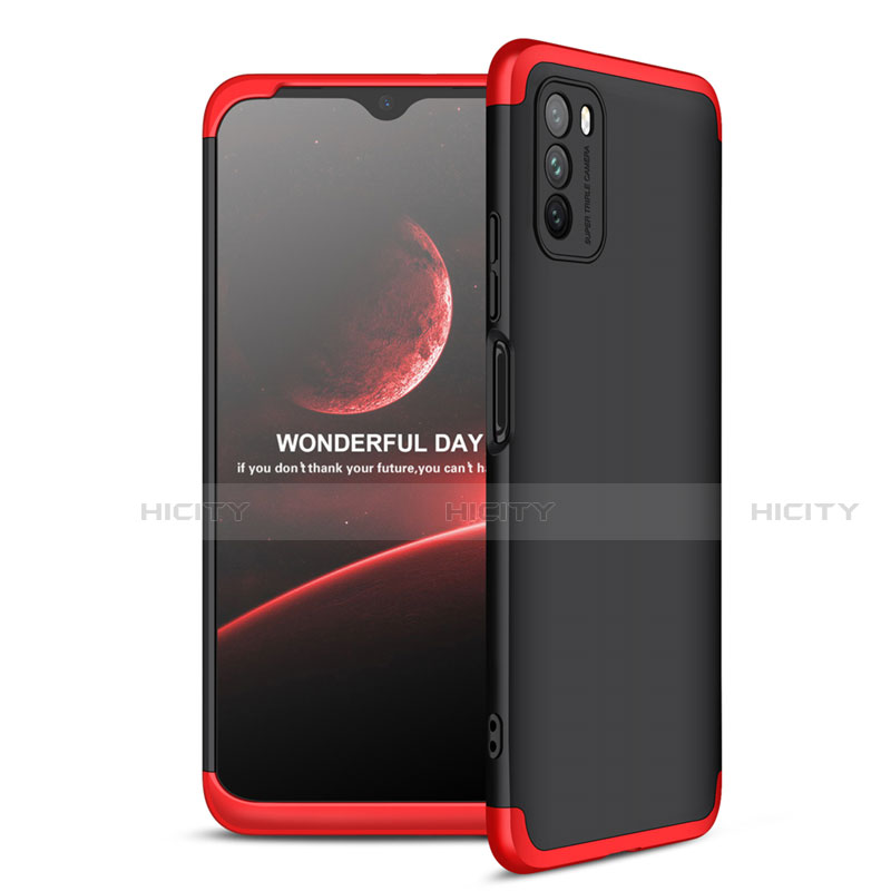 Custodia Plastica Rigida Cover Opaca Fronte e Retro 360 Gradi per Xiaomi Poco M3 Rosso e Nero