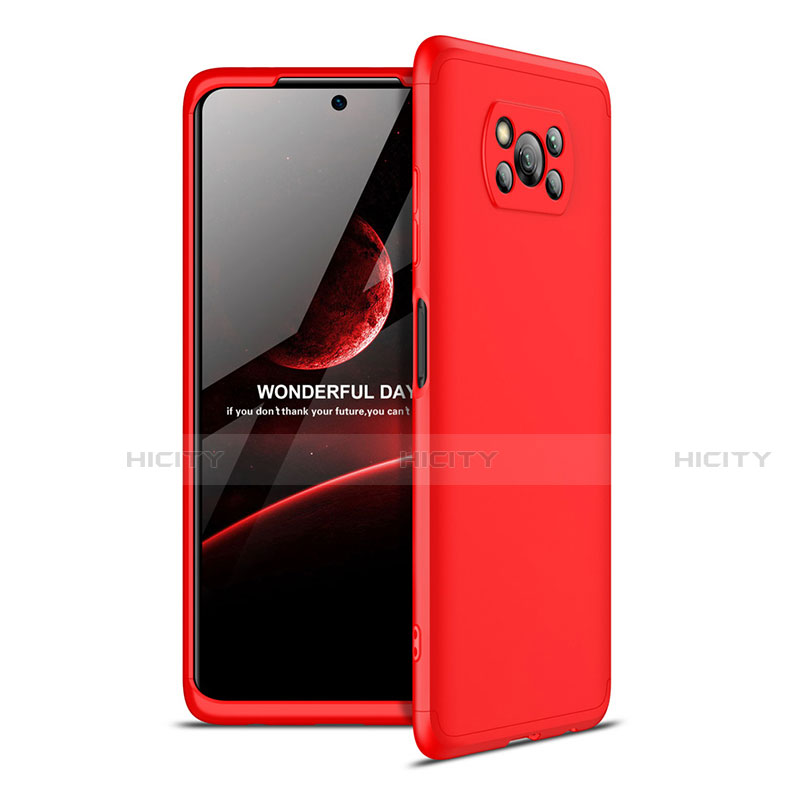 Custodia Plastica Rigida Cover Opaca Fronte e Retro 360 Gradi per Xiaomi Poco X3 NFC Rosso