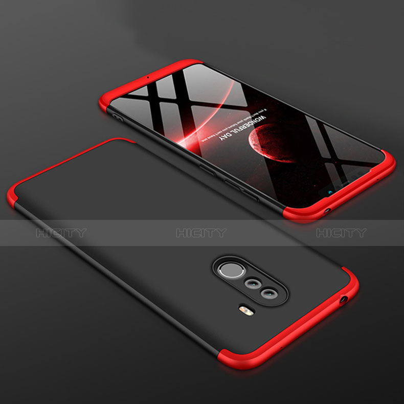 Custodia Plastica Rigida Cover Opaca Fronte e Retro 360 Gradi per Xiaomi Pocophone F1 Rosso e Nero