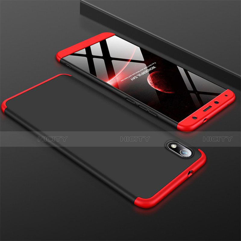 Custodia Plastica Rigida Cover Opaca Fronte e Retro 360 Gradi per Xiaomi Redmi 7A Rosso e Nero