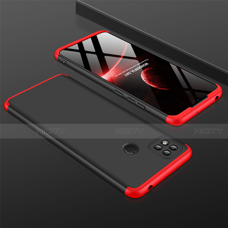 Custodia Plastica Rigida Cover Opaca Fronte e Retro 360 Gradi per Xiaomi Redmi 9 India Rosso e Nero