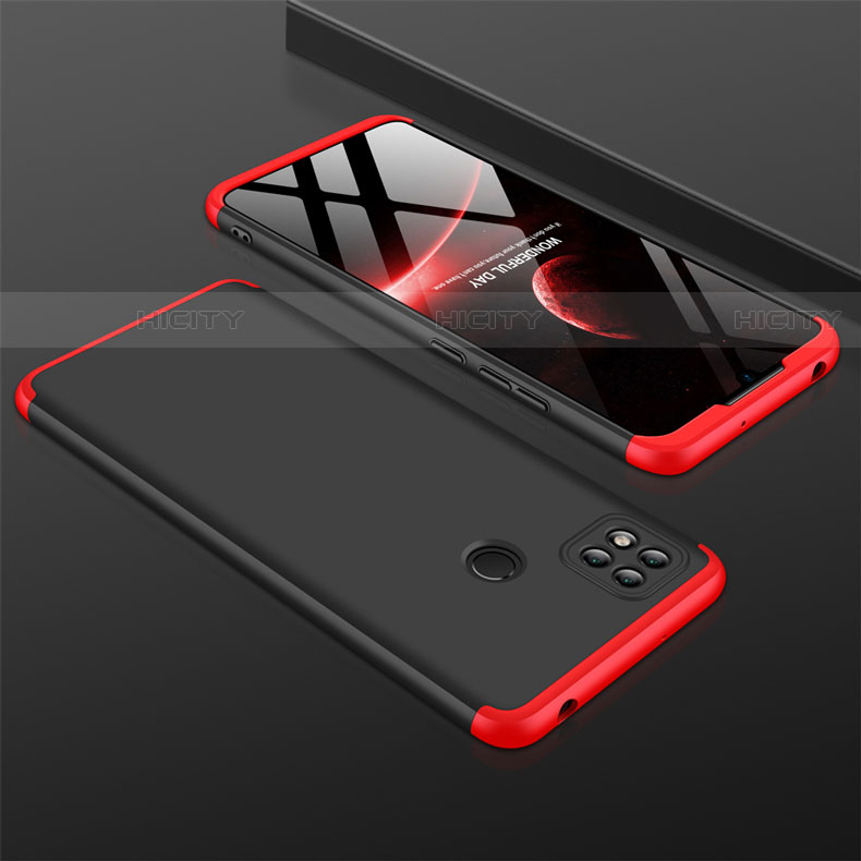 Custodia Plastica Rigida Cover Opaca Fronte e Retro 360 Gradi per Xiaomi Redmi 9C Rosso e Nero