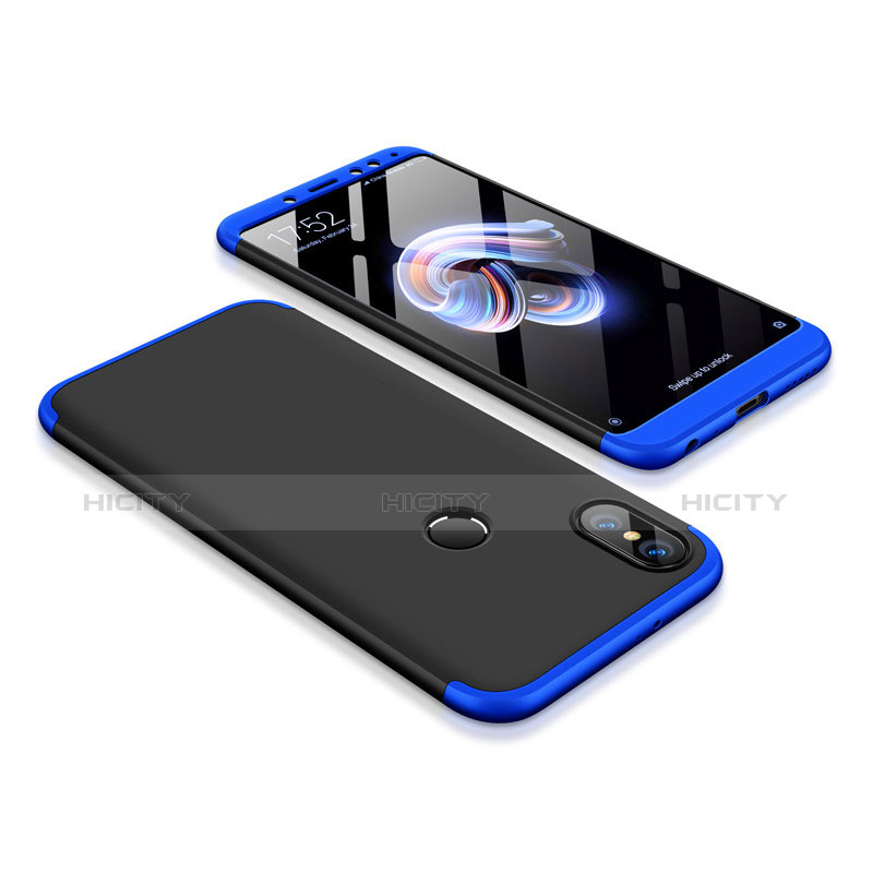 Custodia Plastica Rigida Cover Opaca Fronte e Retro 360 Gradi per Xiaomi Redmi Note 5 AI Dual Camera Blu e Nero