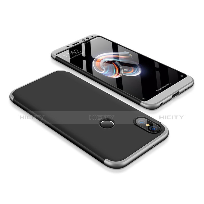 Custodia Plastica Rigida Cover Opaca Fronte e Retro 360 Gradi per Xiaomi Redmi Note 5 Pro Argento