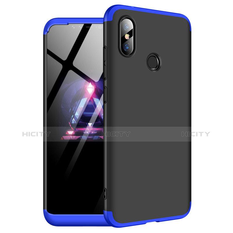 Custodia Plastica Rigida Cover Opaca Fronte e Retro 360 Gradi per Xiaomi Redmi Note 6 Pro Blu e Nero