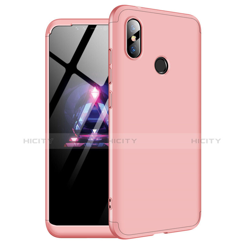 Custodia Plastica Rigida Cover Opaca Fronte e Retro 360 Gradi per Xiaomi Redmi Note 6 Pro Oro Rosa