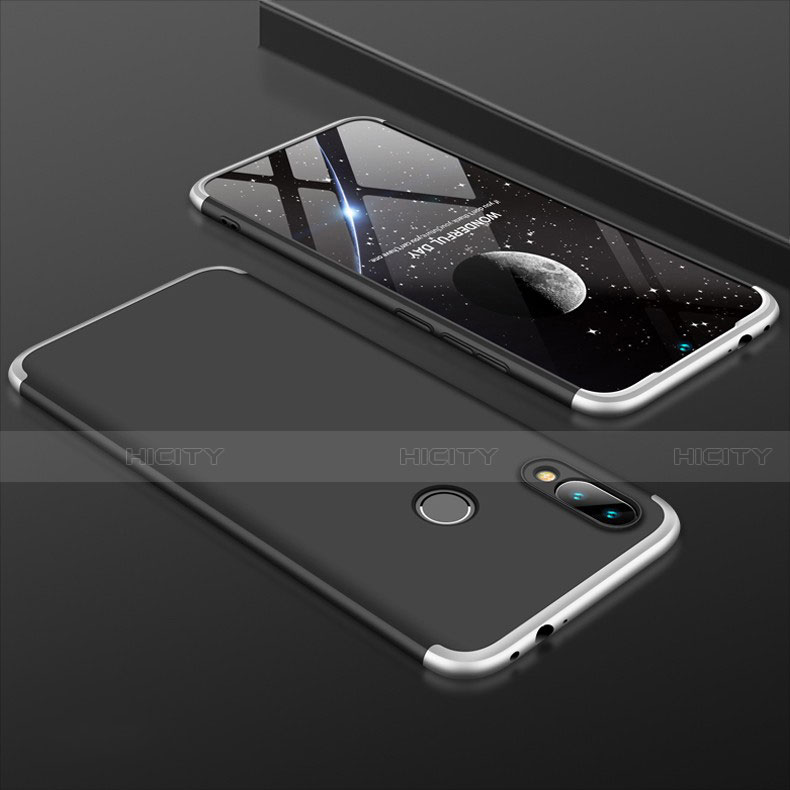 Custodia Plastica Rigida Cover Opaca Fronte e Retro 360 Gradi per Xiaomi Redmi Note 7 Argento e Nero