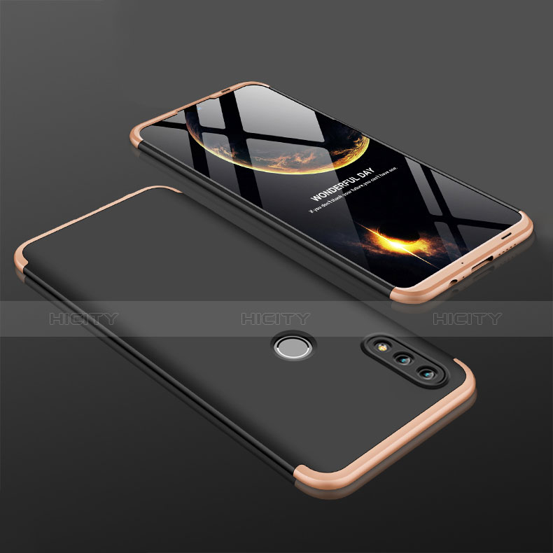 Custodia Plastica Rigida Cover Opaca Fronte e Retro 360 Gradi Q01 per Huawei Honor 10 Lite Oro e Nero