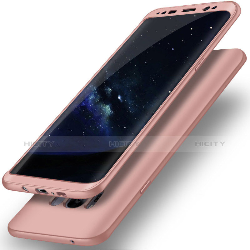 Custodia Plastica Rigida Cover Opaca Fronte e Retro 360 Gradi Q02 per Samsung Galaxy S8 Plus Oro Rosa