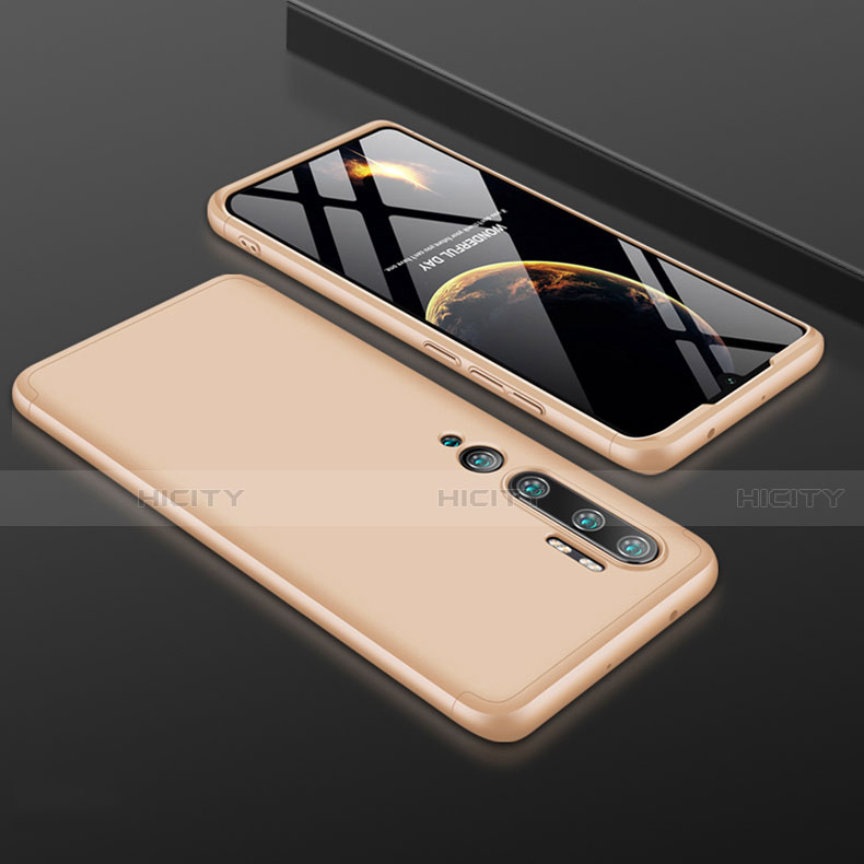 Custodia Plastica Rigida Cover Opaca Fronte e Retro 360 Gradi R01 per Xiaomi Mi Note 10 Oro