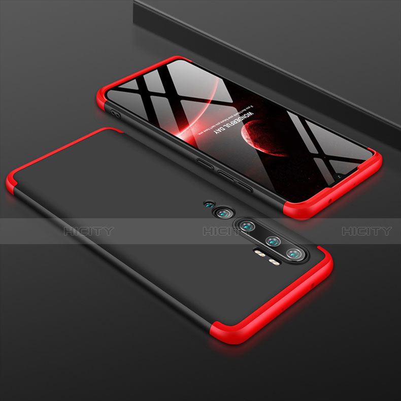 Custodia Plastica Rigida Cover Opaca Fronte e Retro 360 Gradi R01 per Xiaomi Mi Note 10 Pro Rosso e Nero