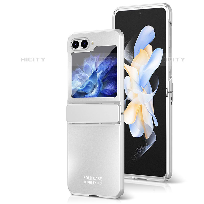 Custodia Plastica Rigida Cover Opaca Fronte e Retro 360 Gradi ZL8 per Samsung Galaxy Z Flip5 5G Argento