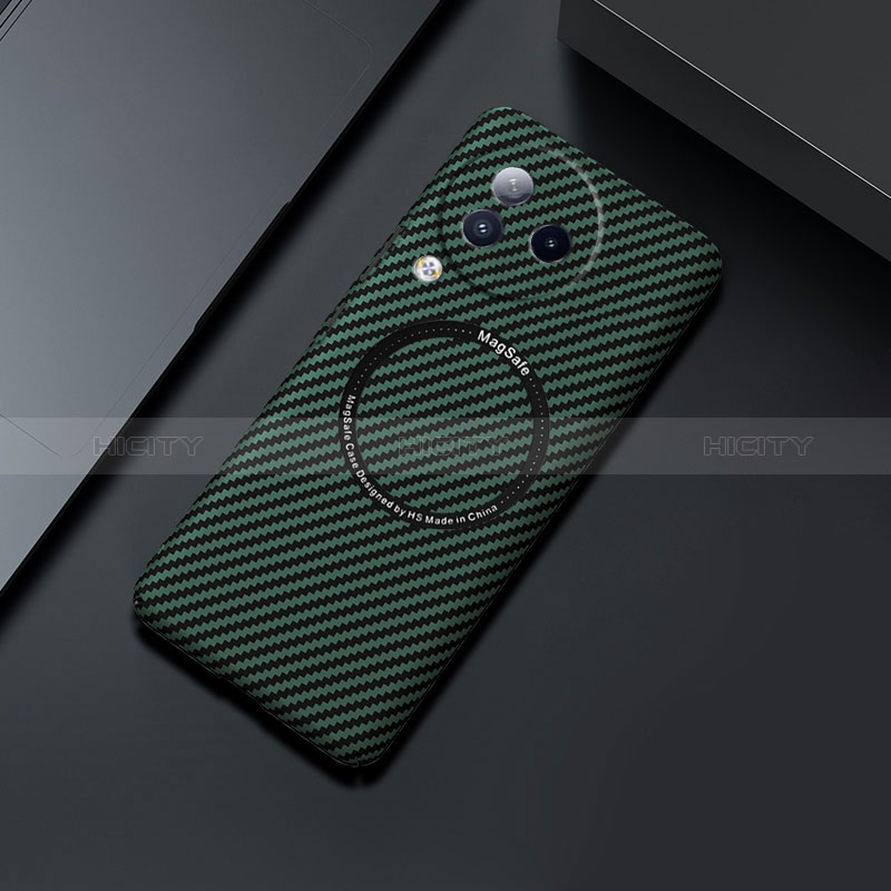 Custodia Plastica Rigida Cover Opaca Spigato con Mag-Safe Magnetic per Xiaomi Civi 3 5G Verde