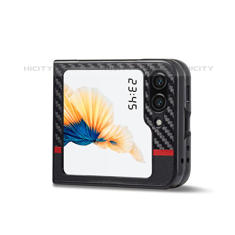 Custodia Plastica Rigida Cover Opaca Spigato LC1 per Samsung Galaxy Z Flip5 5G Nero