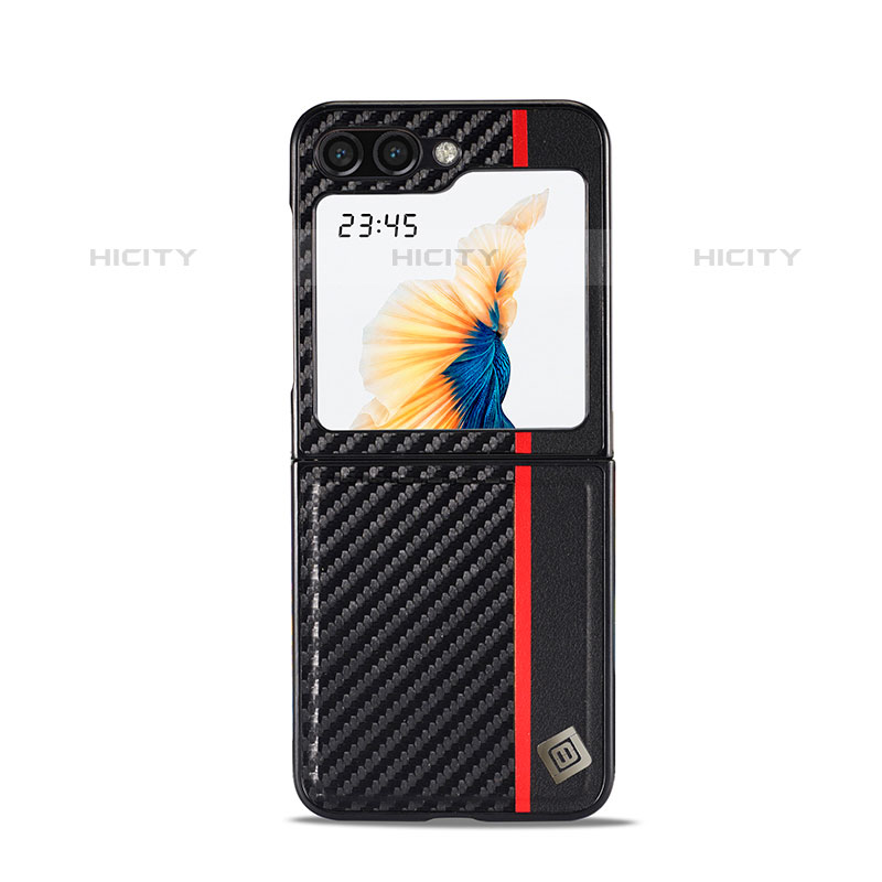 Custodia Plastica Rigida Cover Opaca Spigato LC1 per Samsung Galaxy Z Flip5 5G Nero